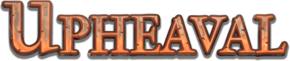 Upheaval title, in bronzed worn letters